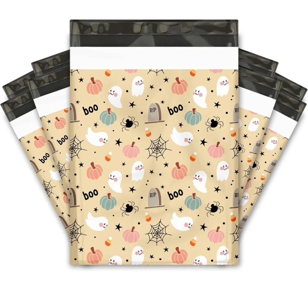 15 cute beige Halloween polymailer packages